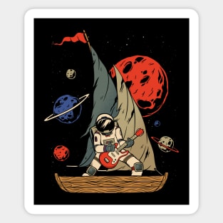 Astronaut Rocking Out on a Spaceship Sticker